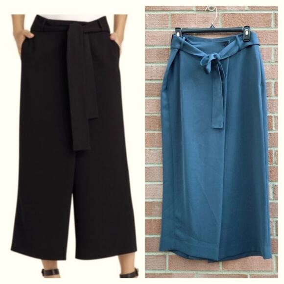 Lafayette 148 New York Teal Blue Eldridge Culottes Wide Leg Trousers 8P Petite - Picture 1 of 6
